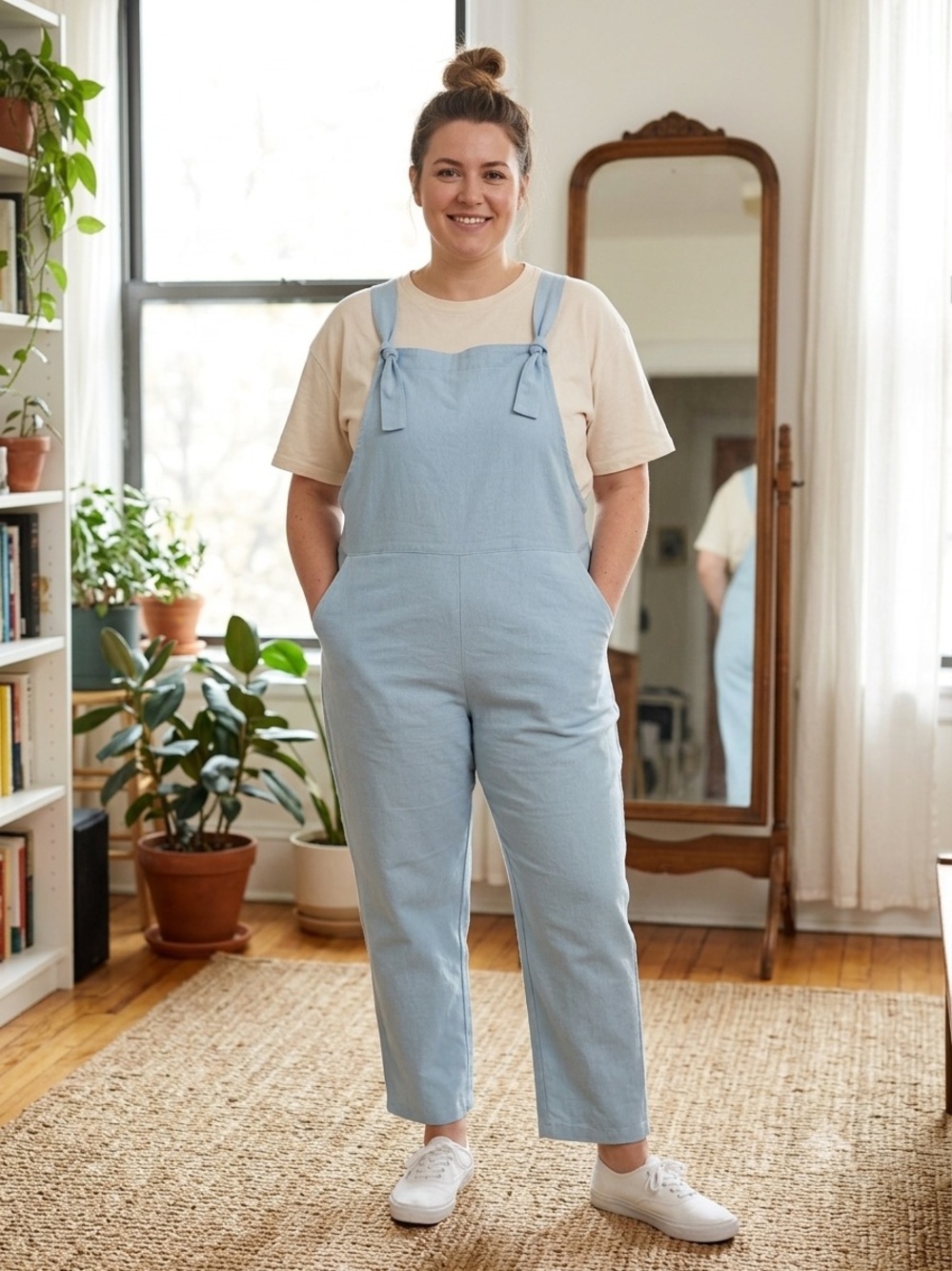 Overalls Womens 2XL Blue Pastel Arrow Pocket Lightweight